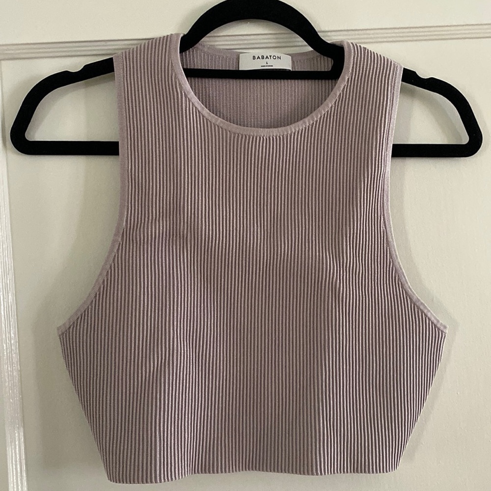 Babaton Large Crop Top in a pastel purple